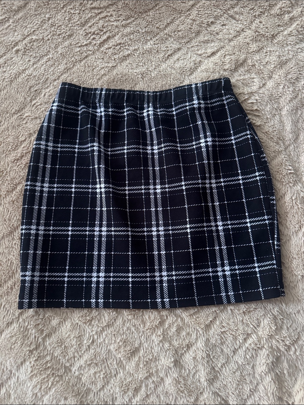 SHEIN Black & White Plaid Mini Skirt